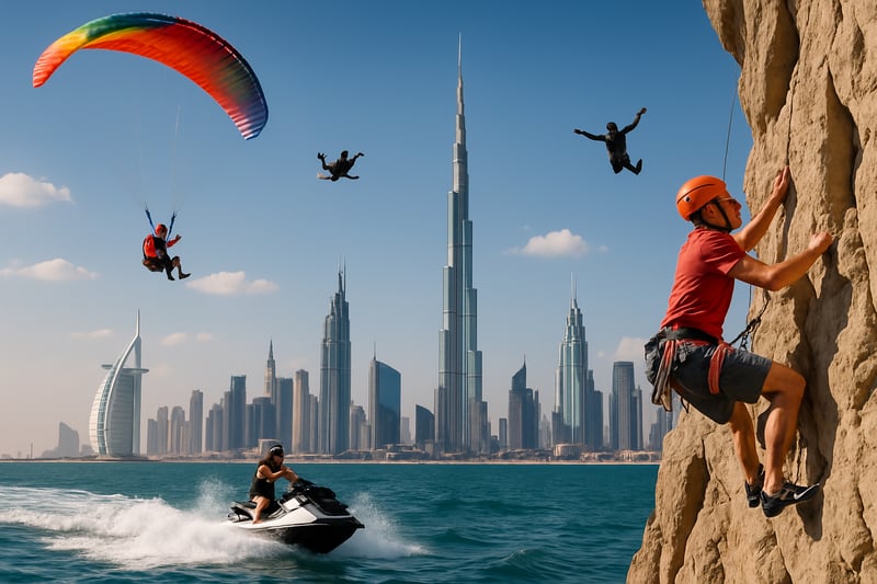 Dubai skyline with adventure activities